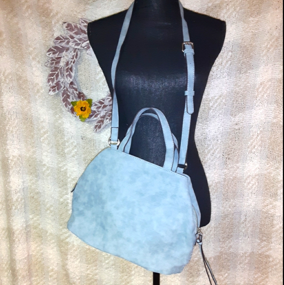 FREE PEOPLE Soft Suede Robin Egg Baby Blue Slate Shoulder Bag